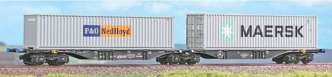 Articulated Container car type Sggmrss 90 of PKP Cargo loaded  with containers<br /><a href='images/pictures/ACME/acme40262.jpg' target='_blank'>Full size image</a>